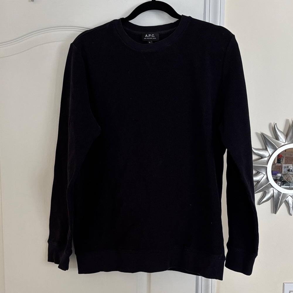A.P.C. Men's Classic Black Crewneck Sweater-XL